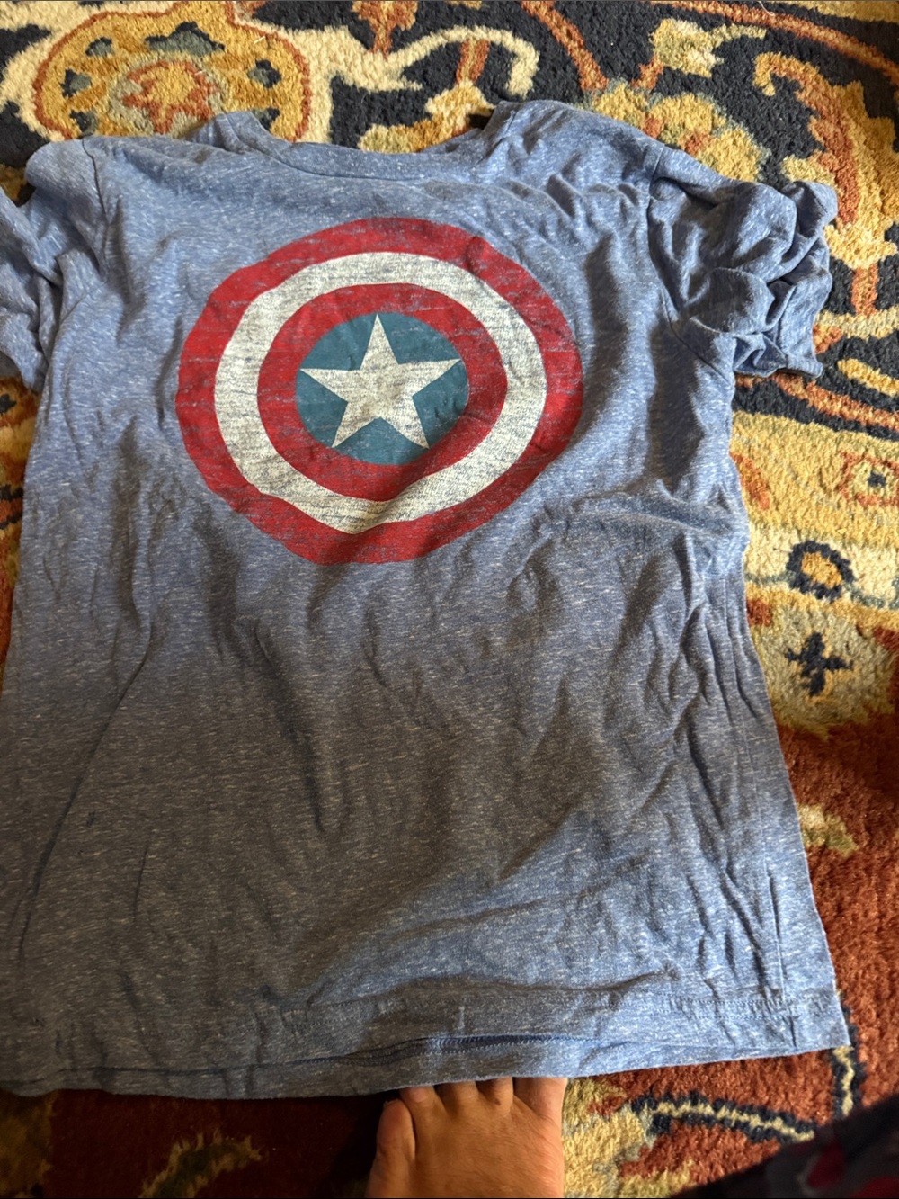 Boys Captain America Shield Graphic Tee - Heather Blue